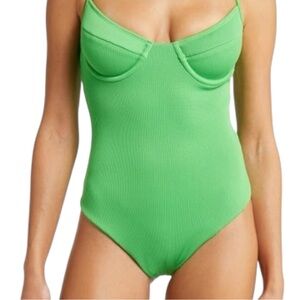 Kulani Kinis Ribbed Underwire One-Piece Swimsuit in Peppermint Rib Size Medium